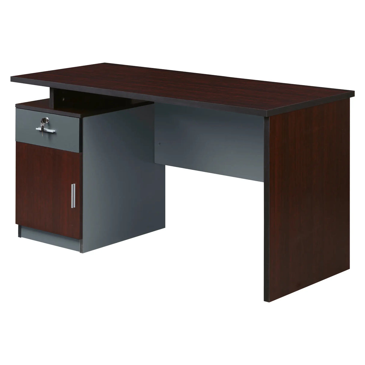 Modern Two Tone Colour Desk with Built in Desk Height Pedestal