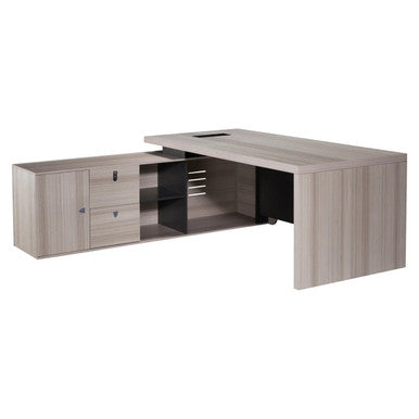 2000mm Light Oak Executive Desk with Matching Fixed Credenza - Additional View 3