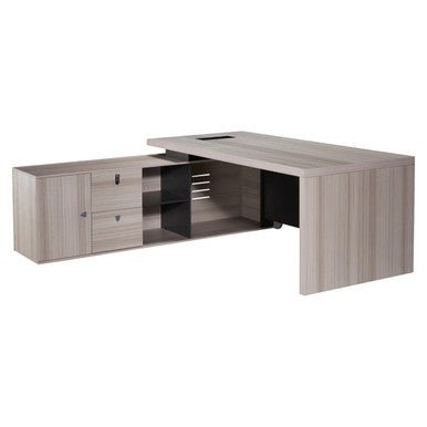 2000mm Light Oak Executive Desk with Matching Fixed Credenza