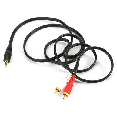 3.5 mm Audio Jack to Two Male RCA Cable, 1.8 Metres, CL4002A, Black Cable with Gold-Plated RCA Connectors and 3.5 mm Jack for Audio Transfer.