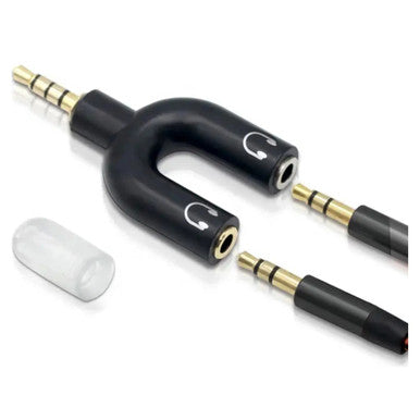 3.5 mm Male Audio Jack - 2 x 3.5 mm Female Audio Jack Adaptor, Black Audio Splitter with Gold-Plated Connectors for Stereo Sound.