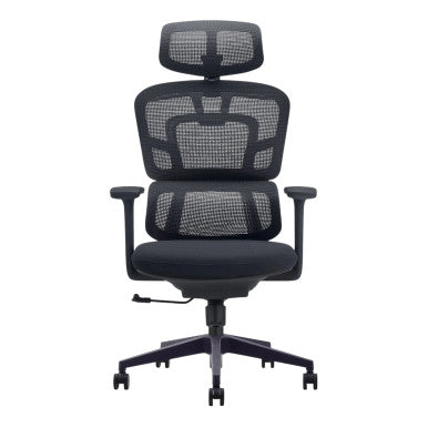 Black Mesh Office Chair with Chrome Frame and High-back, Adjustable Features. Stylish Office Chair with Ergonomic Design, from 67 Office Stock, Featuring a Sleek Black Mesh Material and Sturdy Chrome Accents on a Five-Legged Base.