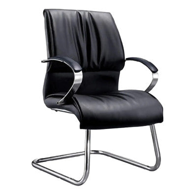 DB083B Black Polyurethane Leather with Chrome Sleigh Base Visitor Office Chair