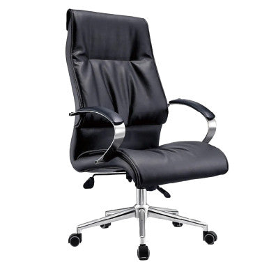 DB083 Black Polyurethane Leather with Chrome Base Executive High-Back Office Chair