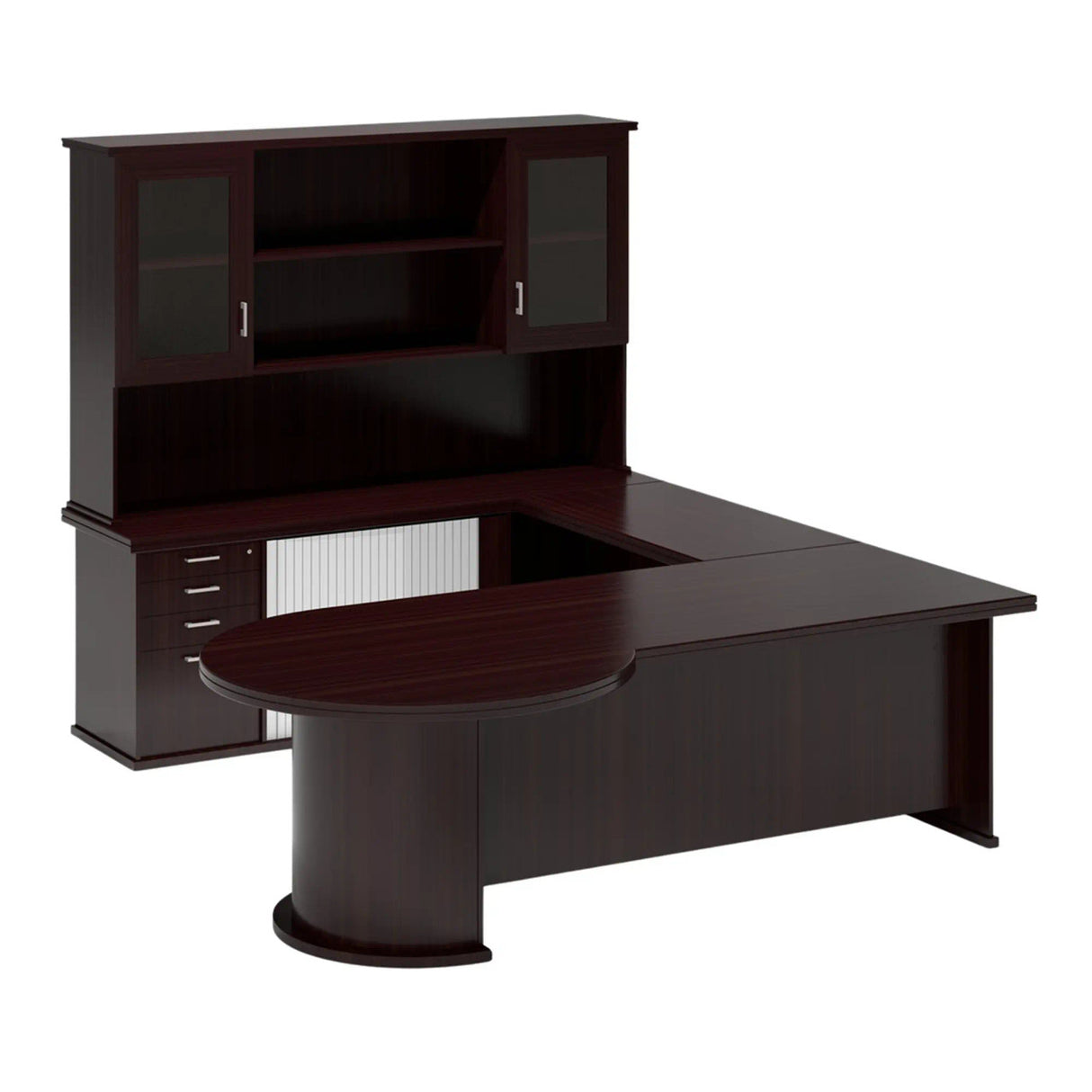 Volante Managerial Office Desk with Two Glass Door Top Unit with Pedenza