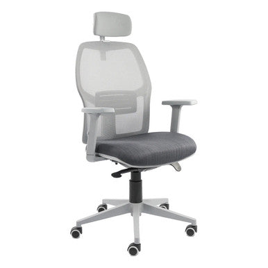Grey Airo High-back Office Chair by 67, Featuring a Mesh Back, Adjustable Armrests, and a Cushioned Seat, Presented on a White Background, Ideal as a Stylish Workspace Chair for Ergonomic Comfort and Productivity.