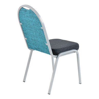 Amy Full Back Banquet Conference Chair by Office Stock South Africa, Featuring a Powder-Coated Frame Chair with Teal Backrest and Dark Grey Seat, Showcasing Its Sturdy 20kg Design and Comfortable Build.