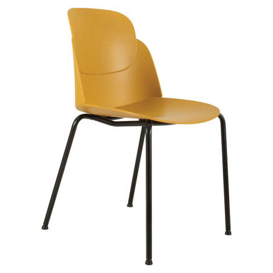 Aspen 4 Legged Restaurant Chair, Yellow Seat with Black Metal Legs and Backrest Support.