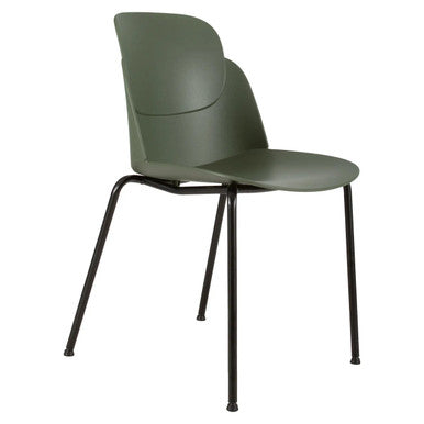 Aspen 4 Legged Restaurant Chair, Modern Green Chair with Four Black Metal Legs Designed for Restaurant Seating.