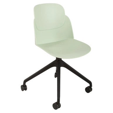 Aspen Nylon High Base Typist Office Chair, Ergonomic Office Chair with a Light Green Nylon Seat and Backrest, Black Five-Star Base with Casters for Mobility.