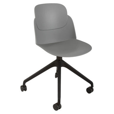 Aspen Nylon High Base Typist Office Chair, Grey Ergonomic Office Chair with a Comfortable Backrest and a Sturdy Black Base with Caster Wheels.