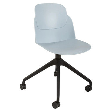 Aspen Nylon High Base Typist Office Chair, Modern Ergonomic Office Chair with a Light Grey Nylon Seat and Backrest, and a Black Five-Wheel Base for Mobility.