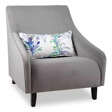 Auckland Sofa Chair by Office Stock South Africa, Grey Upholstery with Floral Cushion
