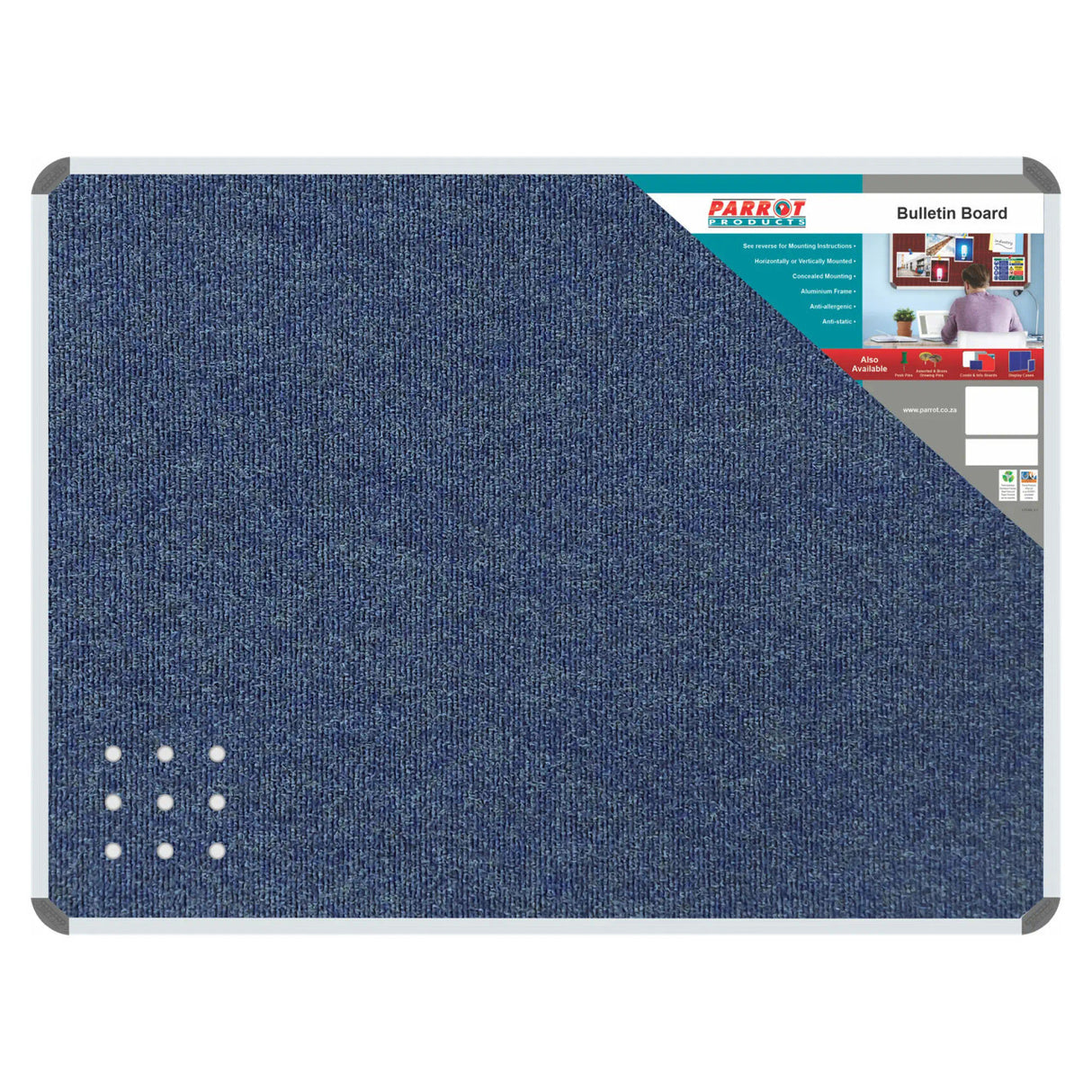 Bulletin Board Ribbed Aluminium Frame (1200x900mm - Denim)