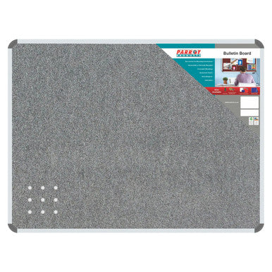 Bulletin Board Ribbed Aluminium Frame (1200 x 900 mm - Laurel), Grey Textured Cork Surface with a Ribbed Aluminium Frame for Office or Public Spaces.