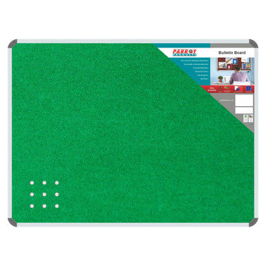 Bulletin Board Ribbed Aluminium Frame (1200 x 900 mm - Palm), a Green Cork Notice Board with a Ribbed Aluminium Frame for Display and Organisation in Offices or Public Spaces.