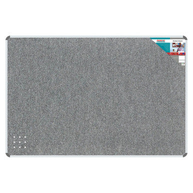 Bulletin Board Ribbed Aluminium Frame (1500 x 1200 mm - Laurel) BD0660X, Grey Fabric Notice Board with Durable Aluminium Frame and Self-Healing Cork Surface for Displaying Notices and Messages.