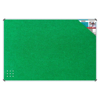 Bulletin Board Ribbed Aluminium Frame, 1500 x 1200 mm - Palm, Green Fabric Surface with Ribbed Texture and Aluminium Frame for Office or Classroom Use.