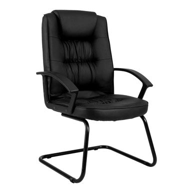 Concorde S Visitor Office Chair.Black powder coated sleigh base. PU arm rests. Back height from seat: 620mm. Full PVC (Vinyl) upholstery.