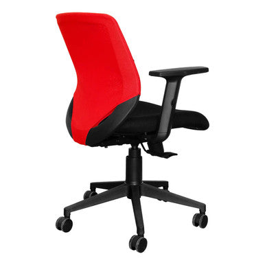 Coral Operators Office Chair Sac-Och-Cor, Ergonomic Black Office Chair with Adjustable Armrests and a Mesh Backrest. (Red Mesh)