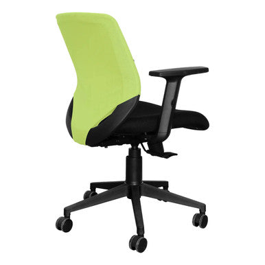 Coral Operators Office Chair Sac-Och-Cor, Ergonomic Black Office Chair with Adjustable Armrests and a Mesh Backrest. (Green Mesh)