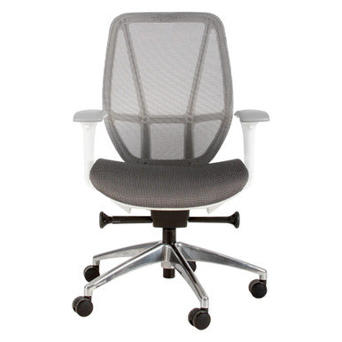 Crystal Medium-back Office Chair | Cec-MCH-Cry, Ergonomic Office Chair with a Breathable Mesh Backrest, Cushioned Seat, Adjustable Armrests, and a Chrome-Finished Base with Caster Wheels.