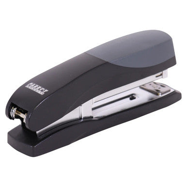 Black 67 Brand Desktop Stapler for Office Supplies, Made of Plastic, Staples 20 Pages, Loads 210 Standard Staples, Durable and High-Quality, Ideal for Office and Home Use, Presented on a White Background.