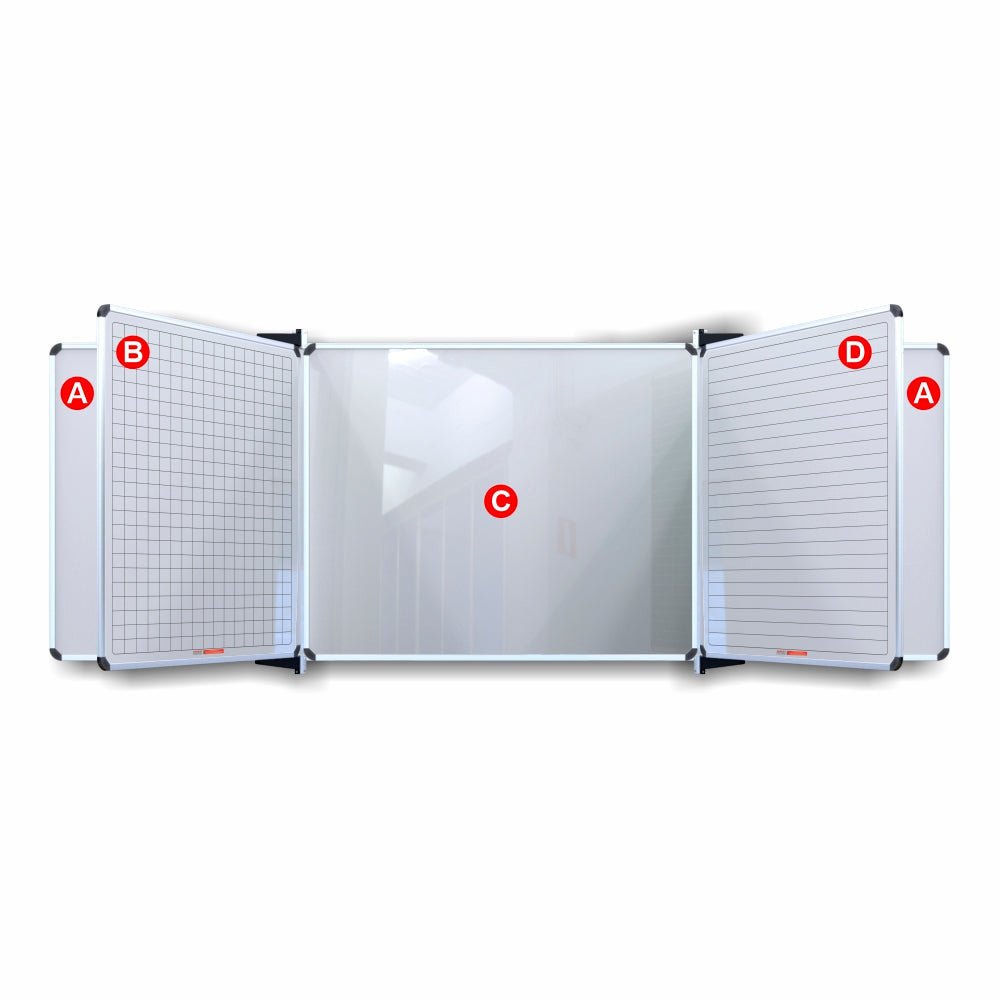 Educational Board Magnetic Whiteboard (1220 × 910 – Squares 1 Side – Swing Leaf – Option B)