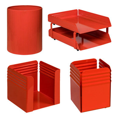 Fluted Desk Set: Two Tier Letter Tray, Paper Cube Holder, Pencil Cup, Waste Paper Bin - Additional View 6