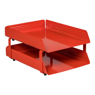 Fluted Steel Two-Tier Letter Tray