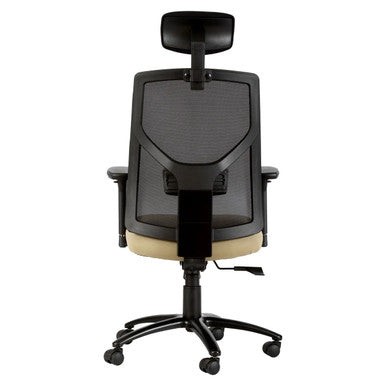 Fortress High-back Office Chair by 67, a Black Supportive Office Seating with Mesh Back, Adjustable Headrest, and Ergonomic Design, Featuring a Sturdy Base and Armrests, in a Sleek and Modern Aesthetic.