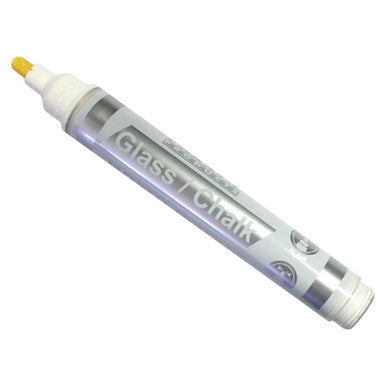 Glass / Chalkboard Markers (White Box 10) PC1001A, White Chalk Marker with a Yellow Chalk Tip for Writing on Glass and Chalkboards.