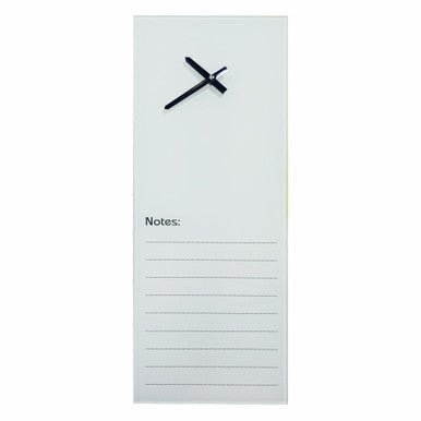 Glass Clock With Notes (200 x 580mm – White)