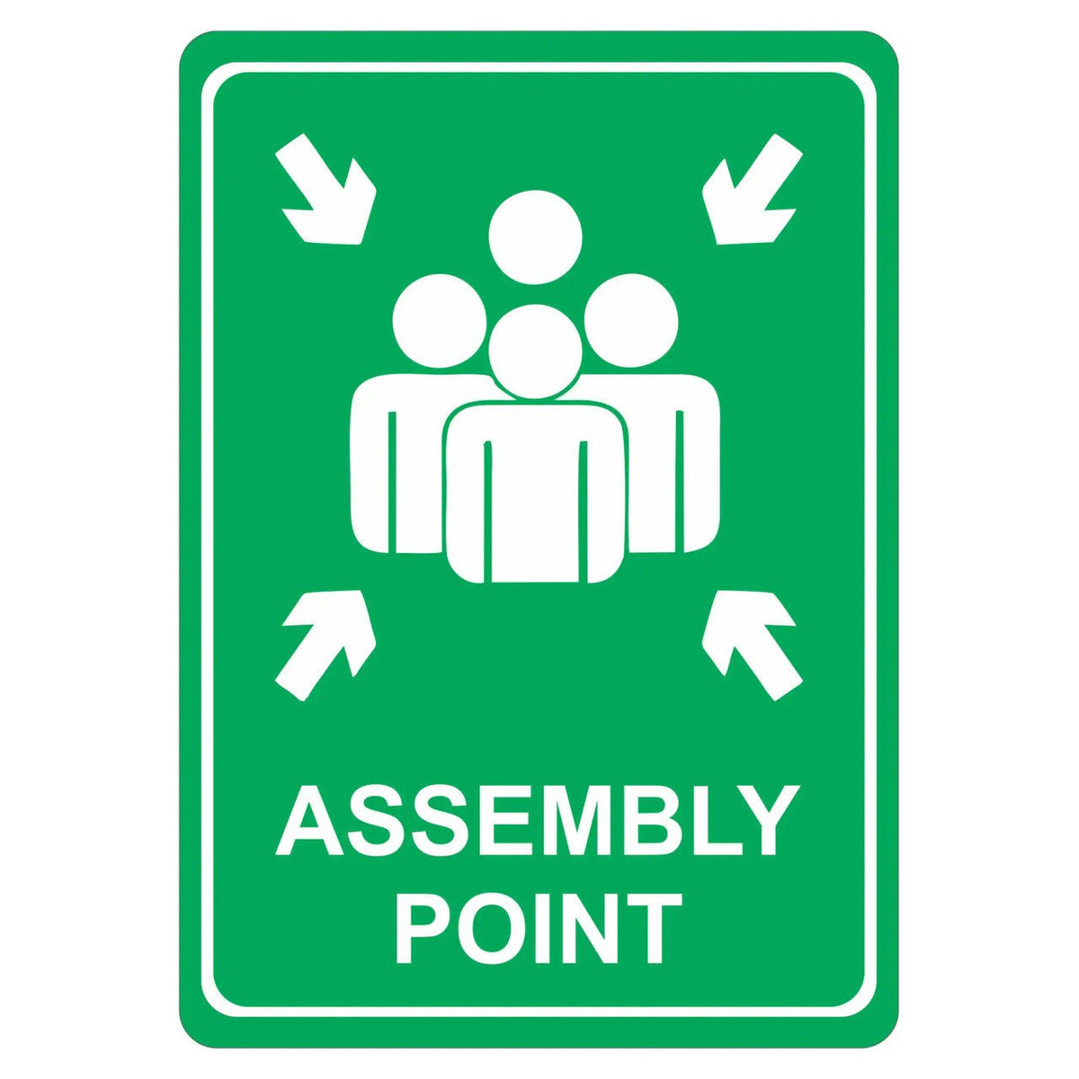 Green Assembly Point Symbolic Sign – Printed on White ACP (297 x 210mm)