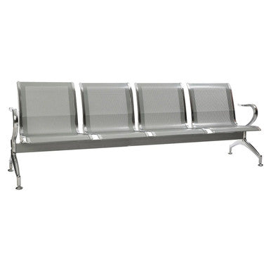 Heavy Duty Steel Airport Bench | Joc-Abc-Hdb, Durable Stainless Steel Bench with Four Seats and Armrests, Designed for Airport Terminals and Public Waiting Areas.