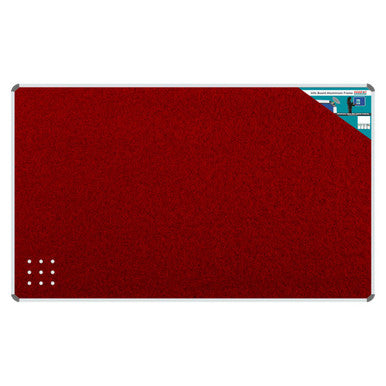 Product Info Board, Aluminium Frame - 1500 x 1200 mm - Burgundy, Showcasing a Red Informational Display Board with an Aluminium Frame in a Product Image.