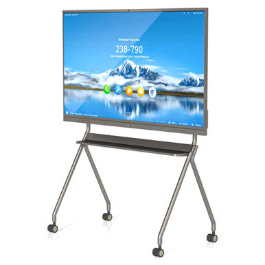 Interactive Touch Panel Mobile Stand IW7102, a Versatile Mobile Stand with a Sleek, Adjustable Design and Wheels for Easy Movement.
