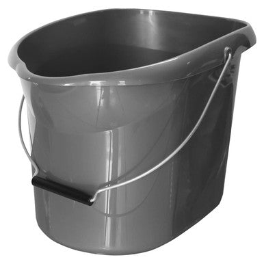 Janitorial Bucket 14L, Grey Plastic Cleaning Bucket with Handle for Cleaning and Mopping.