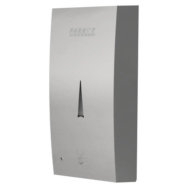 Janitorial Stainless Steel Gel/Soap Auto Wall Mounted Dispenser 1000ml, a Sleek Stainless Steel Wall-Mounted Soap Dispenser with a Infrared Sensor and Push Button for Easy Hand Hygiene, Model JA0503AG.