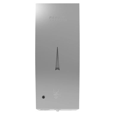 Janitorial Stainless Steel Gel/Soap Auto Wall Mounted Dispenser 1000ml JA0503AG, Sleek Stainless Steel Wall-Mounted Soap Dispenser with a Slim Vertical Opening and an Automatic Sensor for Touchless Operation.