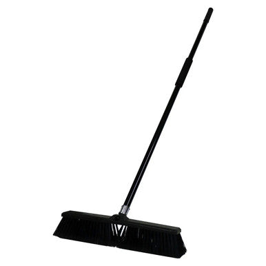 Janitorial Yard Broom Hard Bristle 450 mm JA0103, Black Broom with Durable Hard Bristles and Long Handle for Outdoor Cleaning Tasks.