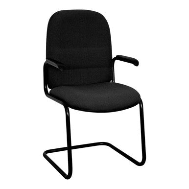 Kingston Arm Visitor Office Chair in Black, Featuring a Sturdy Frame and Cushioned Seat and Backrest, Designed for Comfort and Durability in Professional Settings, Showcasing Ergonomic Design and Sleek Aesthetic.
