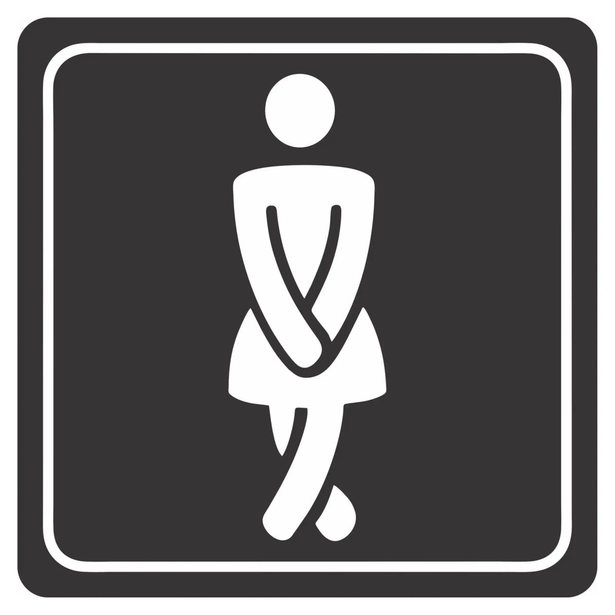 Sign Symbolic 150*150mm Black Printed Ladies Toilet Sign on White ACP