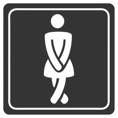 Black and White Ladies Toilet Sign, 150 x 150 mm, Featuring a Female Symbol on a White Background with Rounded Edges, Ideal as a High Visibility Sign for Clear Identification, Made by Brand 67 with UV Print.