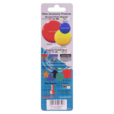 Magnetic Label Carriers (20 x 60 mm - 10 Pack) BA1130, Product Packaging of Magnetic Plastic and Flexible Strips and Shapes for Organising and Labeling.