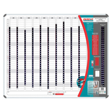 Magnetic Year Planner (1500 x 1200 mm), Product Image Showing a Large, Interactive, Magnetic Wall Calendar with Months, Dates, and Holiday Markings for Effective Scheduling and Planning.