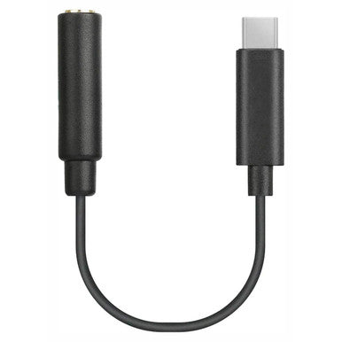 Male USB-C to 3.5 mm Female Audio Jack Adaptor, Black Compact Audio Adapter with USB-C and 3.5 mm Female Ports.