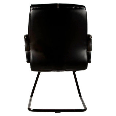 Mr Chairman Visitor Office Chair Isc, Black Leather Executive Office Chair with Padded Armrests and a Sleek Modern Design.