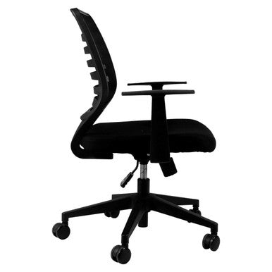 Neptune Task Office Chair Isc-Och-Nep, Black Ergonomic Office Chair with Adjustable Armrests, Contoured Backrest, Cushioned Seat, and Five-Wheel Base for Mobility.