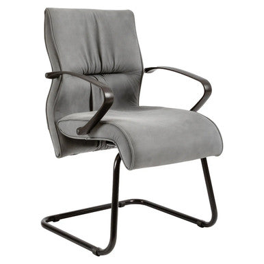 Grey Ombra Visitor Office Chair by Office Stock South Africa, a Sleek Corporate Office Chair with a Cushioned Seat and Backrest, and Black Metal Frame, Showcasing Comfort and Style for Modern Workspaces.